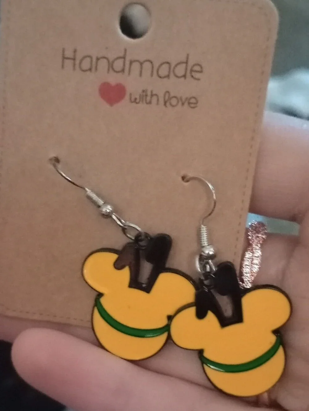 $8 Each Or Bundle 5/$20 Handmade Yellow Pluto Inspired Mouse-Shaped Earrings